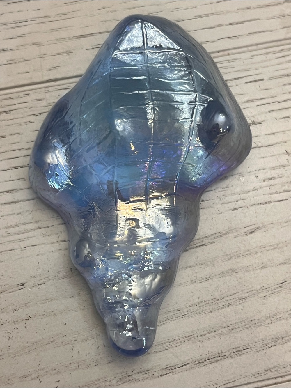 Beachcombers Iridescent Blue Glass Art Sculpture